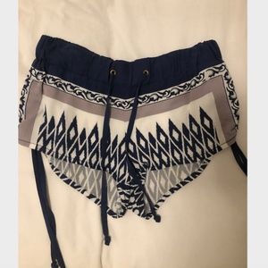 Guess Boho Tribal Purple Print Mini Shorts w/ Ties